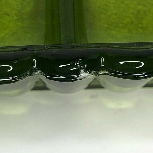 Vintage Olive Green Indiana Glass Divided Tray With Fruit Pattern Relish MidCent - Picture 9 of 9